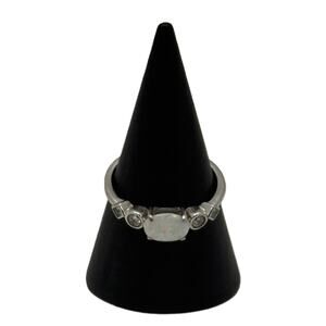 Bomb Party .925 Sterling Silver Lab Created Light White Fire Opal Size 9 Ring